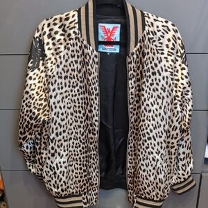 Leopard-Print Bomber Jacket - Black & Beige